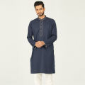 Masculine Semi Fit Embro Panjabi -  Navy. 