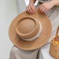 Ladies Handmade Natural Straw Hat Summer Beach Hat for Women Men Panama Cap Fashion Concave Flat Protetion Visor Sun Boat Hats.