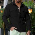 Fashion Patch Pockets Cargo Shirt Jacket Men Streetwear 2024 Spring Trendy Solid Color Coats For Mens Clothes Casual Outerwear. 