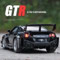 1:32 Skyline Ares Nissan GTR CSR2 Alloy Sports Car Model Diecast Metal Racing Car Model Simulation Sound and Light Kids Toy Gift.