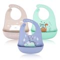 Silicone Baby Bibs - Waterproof Bib Set with Food Catcher. 