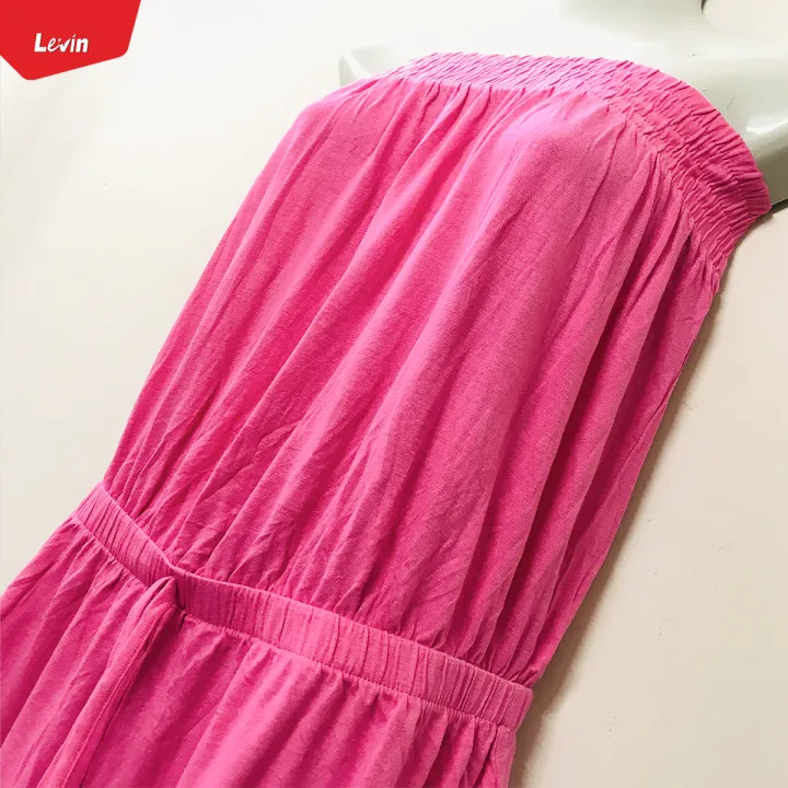 Women's%20Off%20Shoulder%20Drawstring%20Waist%20Cotton%20Tube%20Top%20Mini%20Dress%20From%20Levin%20-%20Image%204