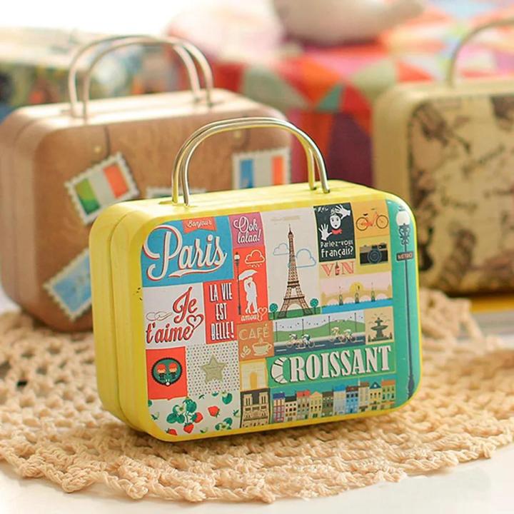 Designer Candy Box 1pc Mini Suitcase Empty design Box Home Decor Party  Supply Tea Pot Tin Box Jewelry Box DIY Candle Making Tin Can Holder Storage 