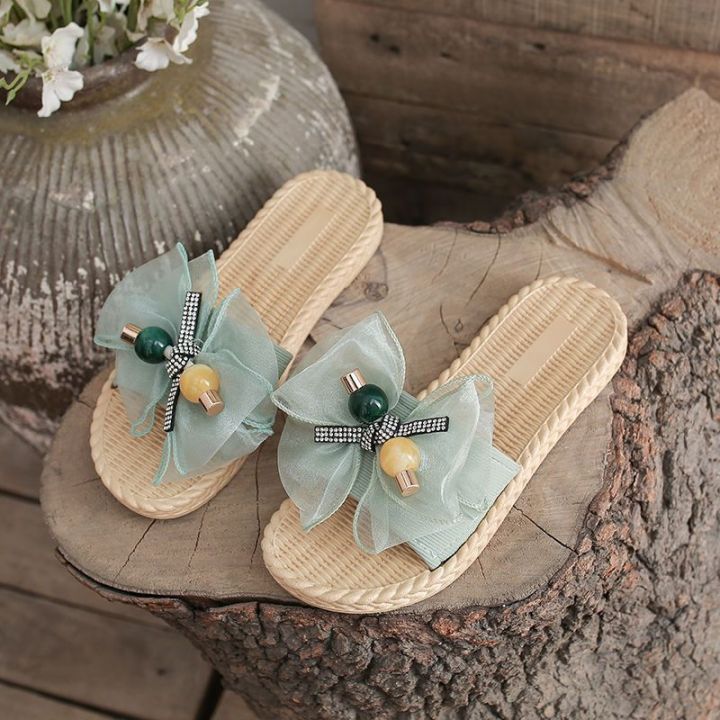 Soft%20sole%20non-slip%20wear%20sweet%20girl%20sandals%202024%20new%20summer%20bow%20flat%20fashion%20and%20versatile%20beach%20shoes%20-%20Image%202