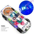 KC Electric Police Car Toy with Lights and Music, Auto Driving, Transparent Gears, Battery Operated, Ages 3-8 Years, Kids Gifts.