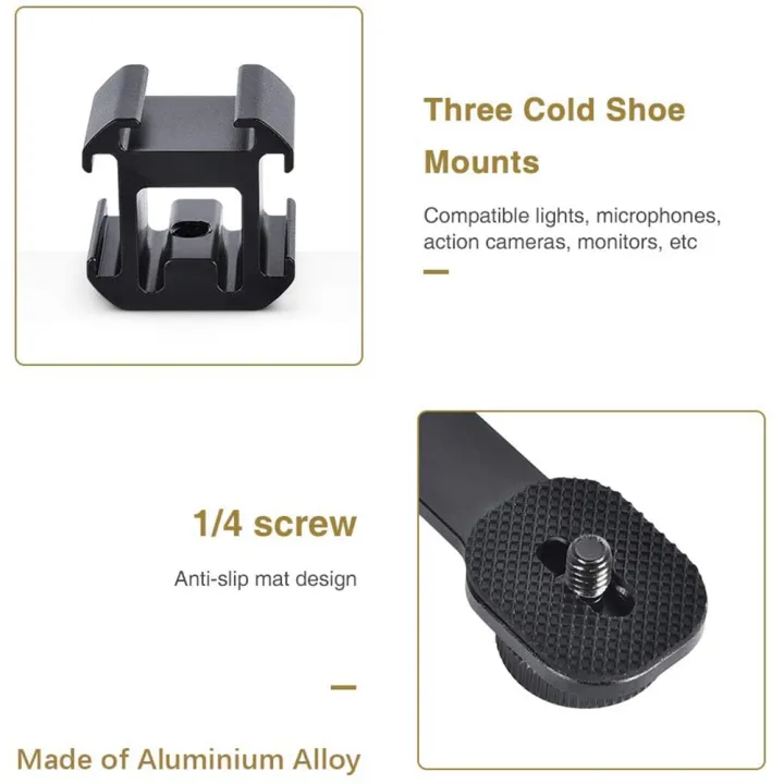 Triple%20Cold%20Shoe%20Mount%20Universal%20Extension%20Bracket%20Holder%20Adapter%20for%20LED%20Video%20Light%20DSLR%20Phone%20Gimbal%20Stabilizer%20-%20Image%206