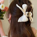 Elegance Bow Hair Clip For Women Simple Pearl Hair Claw Clips Large Size Hairpin Hair Accessories Yao Store. 