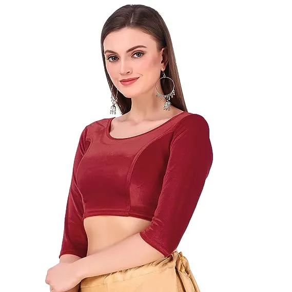 Velvet%20Three%20Quarter%20Blouse%20For%20Women%20-%20Image%202