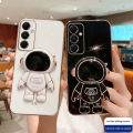 Tokifu For Samsung Galaxy A05s Back Cover With Astronaut Folding Holder Luxury 6D Plating Case Soft Silicone Bracket Phone Cases. 