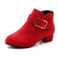 2024 New Korean Autumn and Winter Fleece Warm Girl Boots Matte Boots Mid-Tube Heightened Casual Girls Martin Boots.