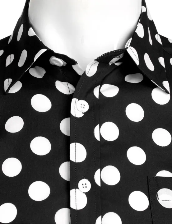 Black%20White%20Polka%20Dot%20Shirt%20Men%20Chemise%20Homme%20Casual%20Button%20Up%20Mens%20Dress%20Shirts%20Garden%20Point%20Camisas%20Masculina%20USA%20Size%20XS-XXL%20-%20Image%204