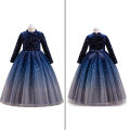 GC Girls Long Sleeve Princess Dress Gradient Starry Sky Mesh Skirt Velvet Party Dress For Wedding Masquerade Party. 
