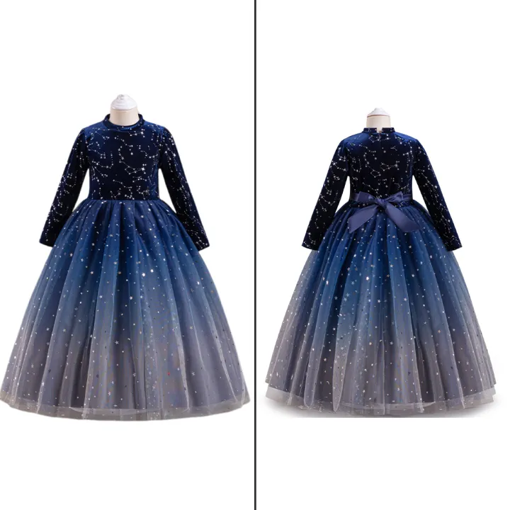 GC%20Girls%20Long%20Sleeve%20Princess%20Dress%20Gradient%20Starry%20Sky%20Mesh%20Skirt%20Velvet%20Party%20Dress%20For%20Wedding%20Masquerade%20Party%20-%20Image%205