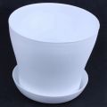2X Plastic Plant Flower Pot Planter With Saucer Tray Round Gloss White Upper Caliber -, 17cm / 6.69 inch. 