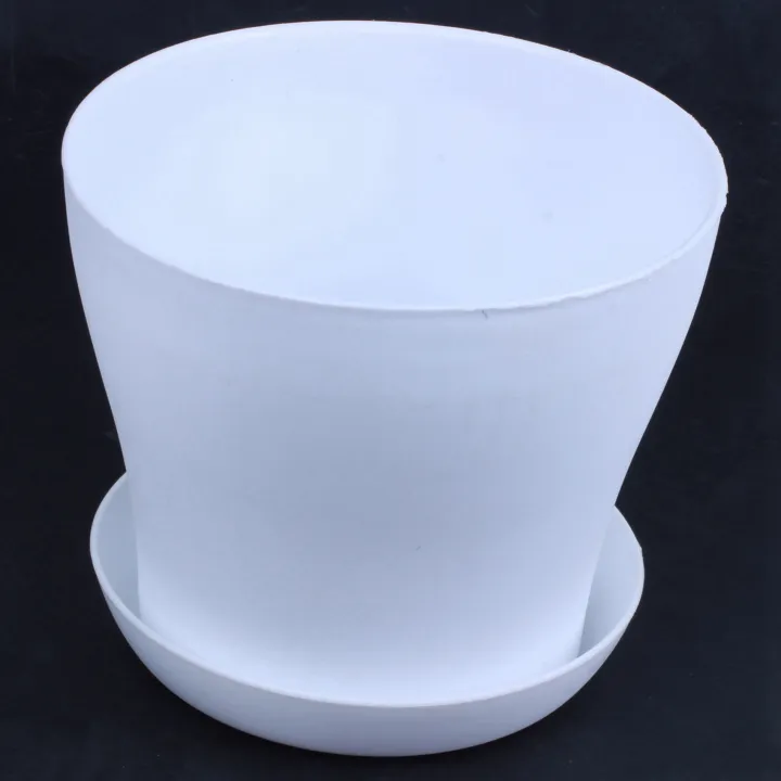 2X%20Plastic%20Plant%20Flower%20Pot%20Planter%20With%20Saucer%20Tray%20Round%20Gloss%20White%20Upper%20Caliber%20-,%2017cm%20/%206.69%20inch%20-%20Image%206