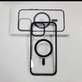 Transparent Magnetic Phone Case with Box for Magsafe Wireless Charging iPhone 11 to 14pro max Mobile -Black Cases.