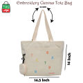 TAG Lifestyle Exclusive Alphabet Embroidery Design Canvas Tote Bag Sand Brown Color Fashionable Top Handle With 4 Outside Pockets Trendy Fashionable Tote Bag for University, College Students Girls And Women With Free Pouch, Pencil Bag. 