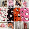 Anime Sanrio Hello Kitty Y2k Flannel Pajamas Pants Women Household Dress Autumn Winter Fashion Trouser Cartoon Casual Home Pants.