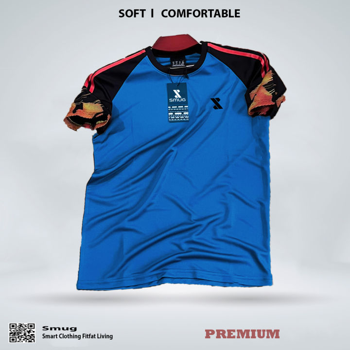 SMUG Premium Contrast t-shirt Fabric soft and comfortable - Blue