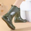 Fashion waterproof rain boots women's adult medium cut rain boots buckle Korea water shoes martin boots snow boots motorcycle boots wholesale. 