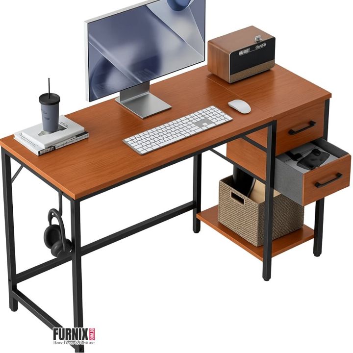 Metal Body Computer Table with 2 Drawers – Durable Study & Office Desk ...