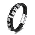 Classic multi-layered leather feather metal buckle bracelet men||||'s business casual party jewelry gifts wholesale.