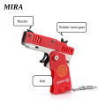 MIRA Creative Rubber Band Shooting Toy with Keychain Portable Mini Metal Foldable Toy Boys Rubber Band Shooting Toy with Keychain Portable Mini Metal Foldable Toy Not Easy to Break Durable Great Gifts. 