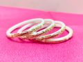 White Shakha Pola Bangles for Women 4 Pcs Plastic. Party , Wedding , Anniversary , Druga Puja & All Time Use Sakha Bangles. Model:CD160.. 