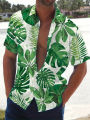 2024 Funny Tropical Leaf Shirt Men's Shirts Short Sleeve Hawaiian Shirts Mens Clothing Casual Beach Oversized Tops Clothes. 