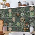 24PCS Moroccan Style Ceramic Tiles Wall Sticker Heat Resistant Kitchen Backsplash DIY Murals Self Adhesive Waterproof Wallpapers.