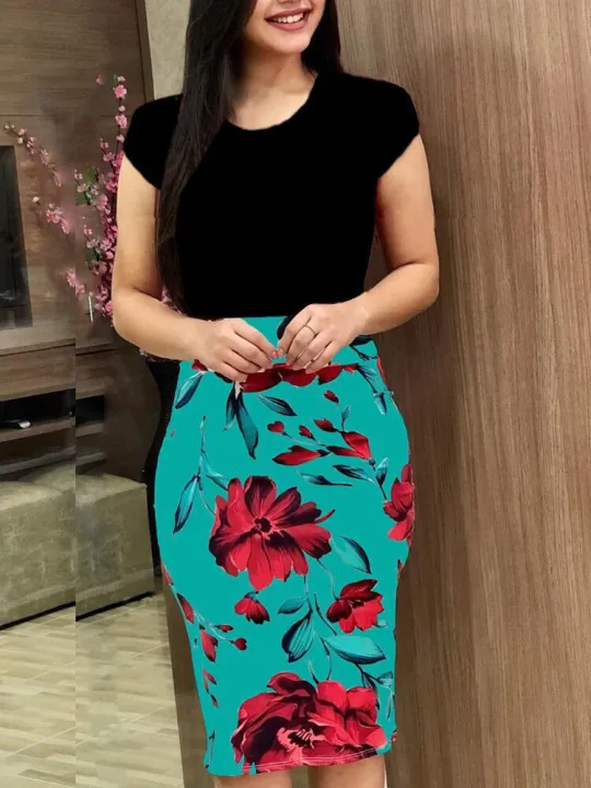 2019%20Hot%20Selling%20Hot%20Edition%20European%20and%20American%20Style%20Flower%20Print%20Dress%20Long%20Skirt%20Women's%2020%20Same-day%20Shipping%20S-5XL%20-%20Image%205