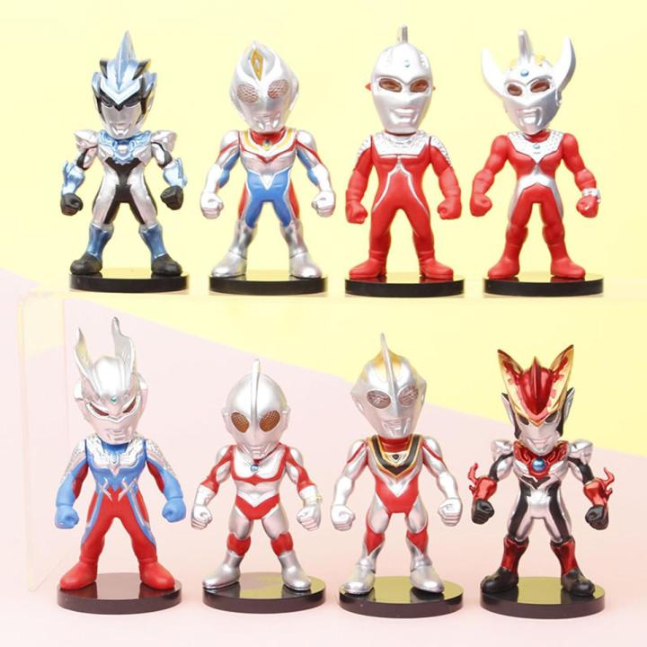 8pcs/set Ultraman Zero Ultraman Tiga Action Figure Dolls For Children Christmas Gift