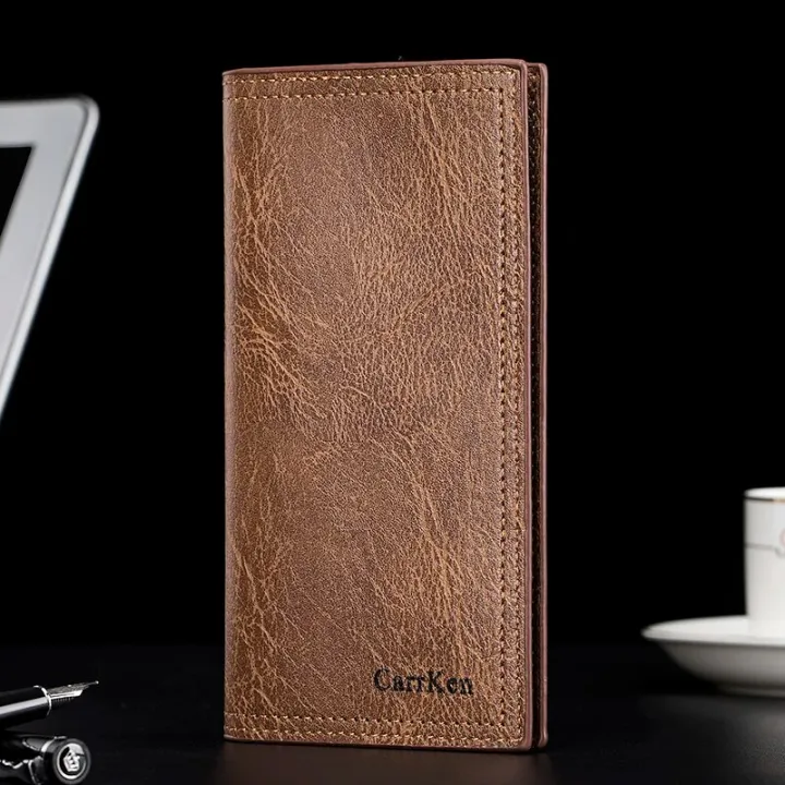 CarrKen%20Men's%20Wallet%20Long%202023%20New%20Oil%20Wax%20Leather%20Wallet%20Men's%20Gift%20Retro%20Cross%20border%20Multi%20Card%20Wallet%20Ultra%20Thin%20Trendy%20Fash%20-%20Image%204