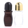 Amber 50ml empty glass roll-on deodorant bottles with Plastic Roller Ball.
