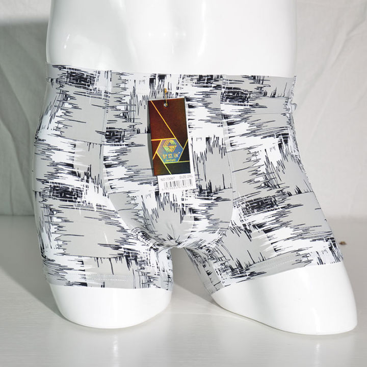 Jiandaier Men's Underwear Ice Silk Series Printed Summer Men's Mid-Waist Ice Silk Boxer Briefs