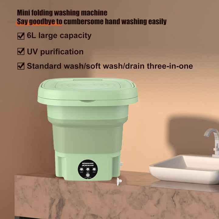 Portable%20Washing%20Machine%206.5L/8L%20Foldable%20Mini%20Washer%20with%203%20Cleaning%20Modes%20Half%20Automatic%20Washing%20Machine%20for%20Baby%20Clothes,%20Underwear%20or%20Small%20Items,%20Dorm,%20Camping%20Green%20-%20Image%202