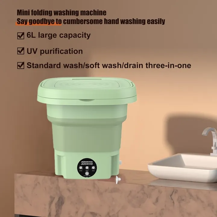 Portable%20Washing%20Machine%206.5L/8L%20Foldable%20Mini%20Washer%20with%203%20Cleaning%20Modes%20Half%20Automatic%20Washing%20Machine%20for%20Baby%20Clothes,%20Underwear%20or%20Small%20Items,%20Dorm,%20Camping%20Green%20-%20Image%202