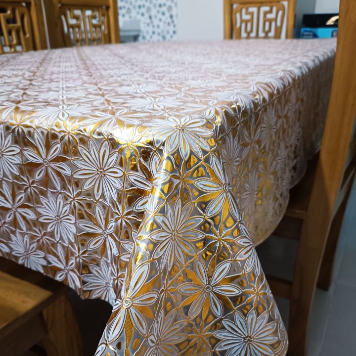 PVC Golden Colour Tablecloth dining table Mat Table Cover - 84'' by 54 ...