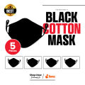 Exclusive Teashirthut 5 Pieces Black Cotton Fashion Mask Bundle. 