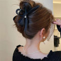 Elegance Bow Hair Clip For Women Simple Pearl Hair Claw Clips Large Size Hairpin Hair Accessories Yao Store. 