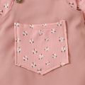 Baby Girl Three Piece Suit Fashion Pitted Long Sleeve Romper and Pocket Suspender Skirt & Headband. 
