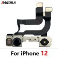 Original Front Camera For iPhone 11 12 mini 12 13 pro MAX Front Camera Flex Cable With Cam Ring Holder Proximity Sensor Facing.