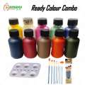 Acramine Ready Colour Combo Set 10 Colour + 7pcs Brush + Colour Pallate. 
