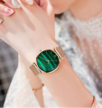 【Hannah Martin Store】1 Bracelet  Quartz Peacock Green Stone Pattern Fashion Casual Ultra-thin Stainless Steel Strap Women. 