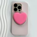 Magnetic Transparent Heart Silicone Phone Holder for iPhone 15 14 13 12 Series Pop-socket Phone Grip Stand. 