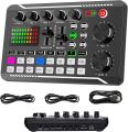 F998 Bluetooth Stereo Audio Mixer, Live Sound Card and Audio Interface with DJ Mixer Effects and Voice Changer for Live YouTube Streaming, PC, Recording Studio and Gaming. 