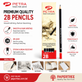 PETRA Black Matte 2B Pencils 12-Pack for Writing, Drawing, Sketching.