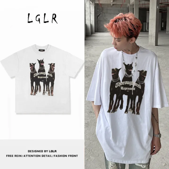 %E3%80%90Flash%20sale%E3%80%91%20100%25Cotton%20West%20Coast%20Fashion%20Doberman%20Short%20SleeveTT-shirt%20Men's%20Hound%20Printed%20High%20Street%20Retro%20Loose%20-%20Image%209