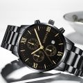 Geneva Fashion Mens Watches Waterproof Stainless Steel Luxury Gold Wristwatch Men Analog Quartz Business Watch Chronograph Calendar Clock Relo for men. 