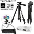 Tripod 3120 Camera Stand with Phone Holder Clip - Black. 